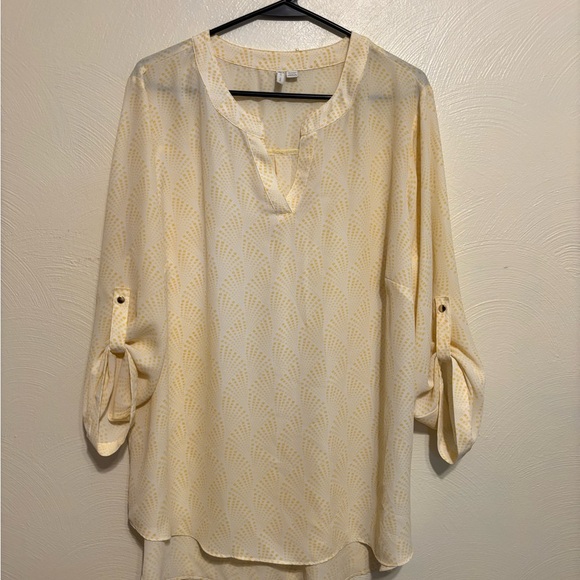 Cato Light Yellow Patterned Blouse - Picture 1 of 8